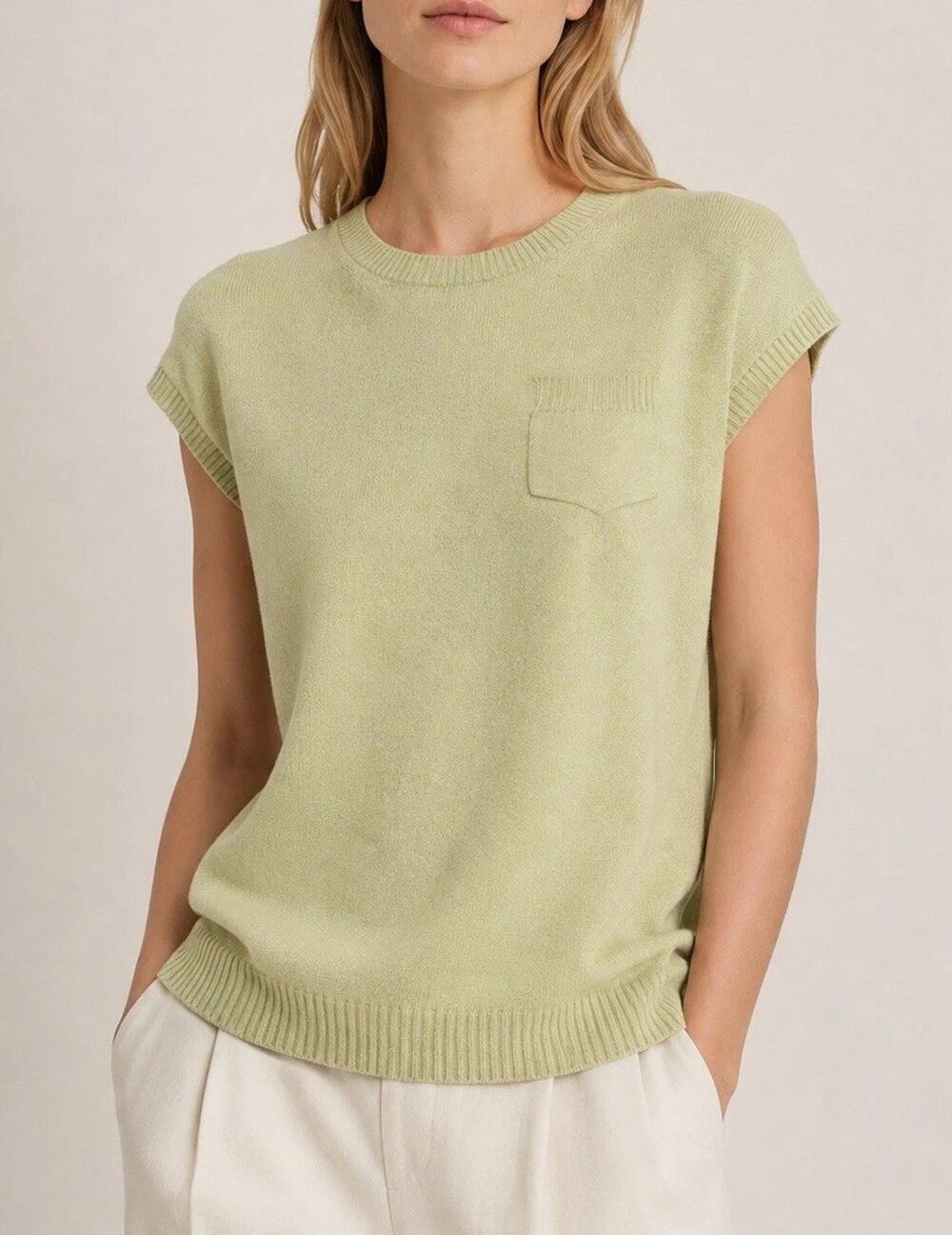 Banana Republic 100% Angora Rabbit Hair Green Short Sleeve Sweater S